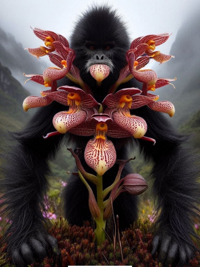 Monkey Flower In Himalayas Dracula vampira Orchid